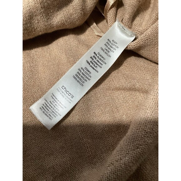 Chico’s Lace Neck Amina Pullover Sweater Beige Half Sleeves 00 XS - Picture 5 of 5